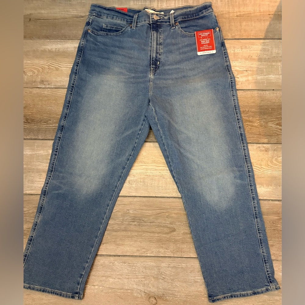 Levi’s Signature High Rise Straight Jeans 16 W33 Vintage Wash Stretch NWT